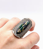 Silver Plated with Polymer Clay Inlay Statement Ring