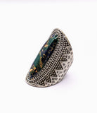 Silver Plated with Polymer Clay Inlay Statement Ring