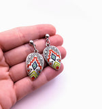 Silver Plated Earrings with Polymer Clay Gemstones