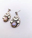 Silver Plated Earrings with Polymer Clay Gemstones