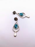 Silver Plated Earrings with Polymer Clay Gemstones