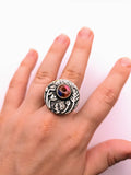 Silver Plated with Polymer Clay Gemstones Statement Ring