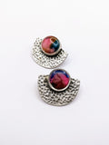 Silver Plated Stud Earrings with Polymer Clay Inlay