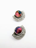 Silver Plated Stud Earrings with Polymer Clay Inlay