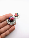 Silver Plated Stud Earrings with Polymer Clay Inlay