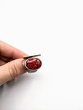 Silver Plated with Polymer Clay Gemstones Statement Ring