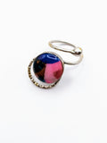Silver Plated with Polymer Clay Gemstones Statement Ring