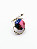 Silver Plated with Polymer Clay Gemstones Statement Ring