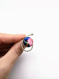 Silver Plated with Polymer Clay Gemstones Statement Ring