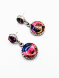Silver Plated Earrings with Polymer Clay Gemstones