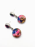 Silver Plated Earrings with Polymer Clay Gemstones