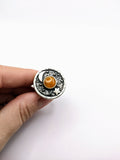 Silver Plated with Polymer Clay Inlay Statement Ring