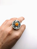 Silver Plated with Polymer Clay Inlay Statement Ring