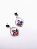 Silver Plated Earrings with Polymer Clay Inlay