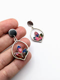 Silver Plated Earrings with Polymer Clay Inlay