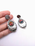 Silver Plated Earrings with Polymer Clay Inlay