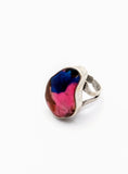 Silver Plated with Polymer Clay Inlay Statement Ring