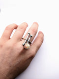 Silver Plated with Polymer Clay Inlay Statement Ring
