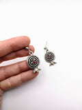 Silver Plated Earrings with Polymer Clay Inlay