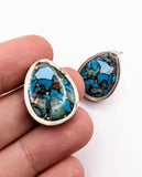Silver Plated Stud Earrings with Polymer Clay Inlay