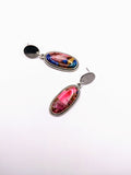 Silver Plated Earrings with Polymer Clay Inlay