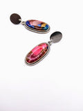 Silver Plated Earrings with Polymer Clay Inlay