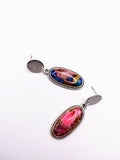 Silver Plated Earrings with Polymer Clay Inlay