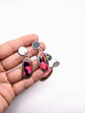 Silver Plated Earrings with Polymer Clay Inlay