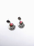 Silver Plated Earrings with Polymer Clay Inlay
