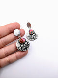 Silver Plated Earrings with Polymer Clay Inlay