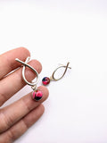 Silver Plated Earrings with Polymer Clay Inlay