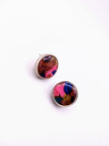 Silver Plated Stud Earrings with Polymer Clay Inlay