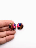Silver Plated Stud Earrings with Polymer Clay Inlay