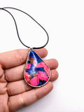 Silver Plated Polymer Clay Inlay Necklace