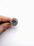 Silver Plated with Polymer Clay Gemstones Statement Ring