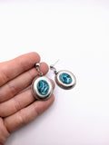Silver Plated Earrings with Polymer Clay Inlay