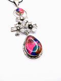 Silver Plated Polymer Clay Inlay Necklace