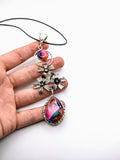Silver Plated Polymer Clay Inlay Necklace