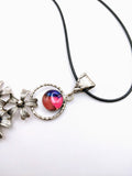 Silver Plated Polymer Clay Inlay Necklace