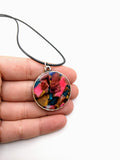 Silver Plated Polymer Clay Inlay Necklace