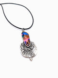 Silver Plated Polymer Clay Inlay Necklace