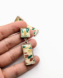 Silver Plated Earrings with Polymer Clay Inlay