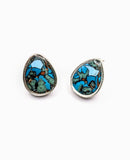 Silver Plated Stud Earrings with Polymer Clay Inlay