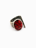 Silver Plated with Polymer Clay Gemstones Statement Ring
