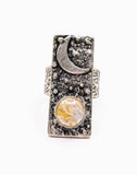Star City Ring Polymer Clay Honey Calcite Stone