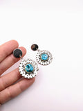 Silver Plated Earrings with Polymer Clay Inlay