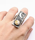 Star City Ring Polymer Clay Honey Calcite Stone