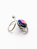 Silver Plated with Polymer Clay Gemstones Statement Ring