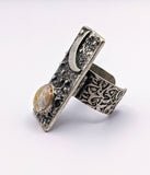 Star City Ring Polymer Clay Honey Calcite Stone