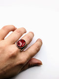 Silver Plated with Polymer Clay Gemstones Statement Ring